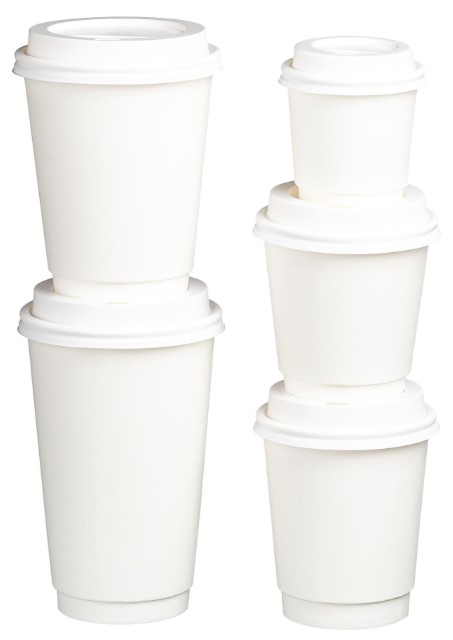 Double Wall PE Paper Cups - White, 12oz, 390ml 25 Cups *90mm Diameter
