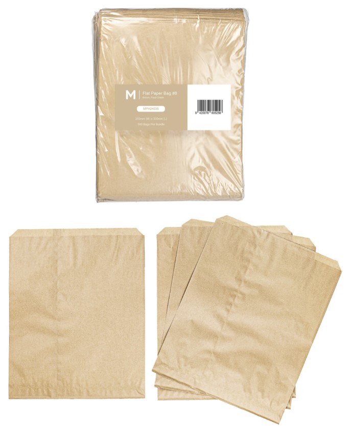 Paper Bag #7 - Brown, 255mm x 300mm, 40gsm 500 Bags/Pack