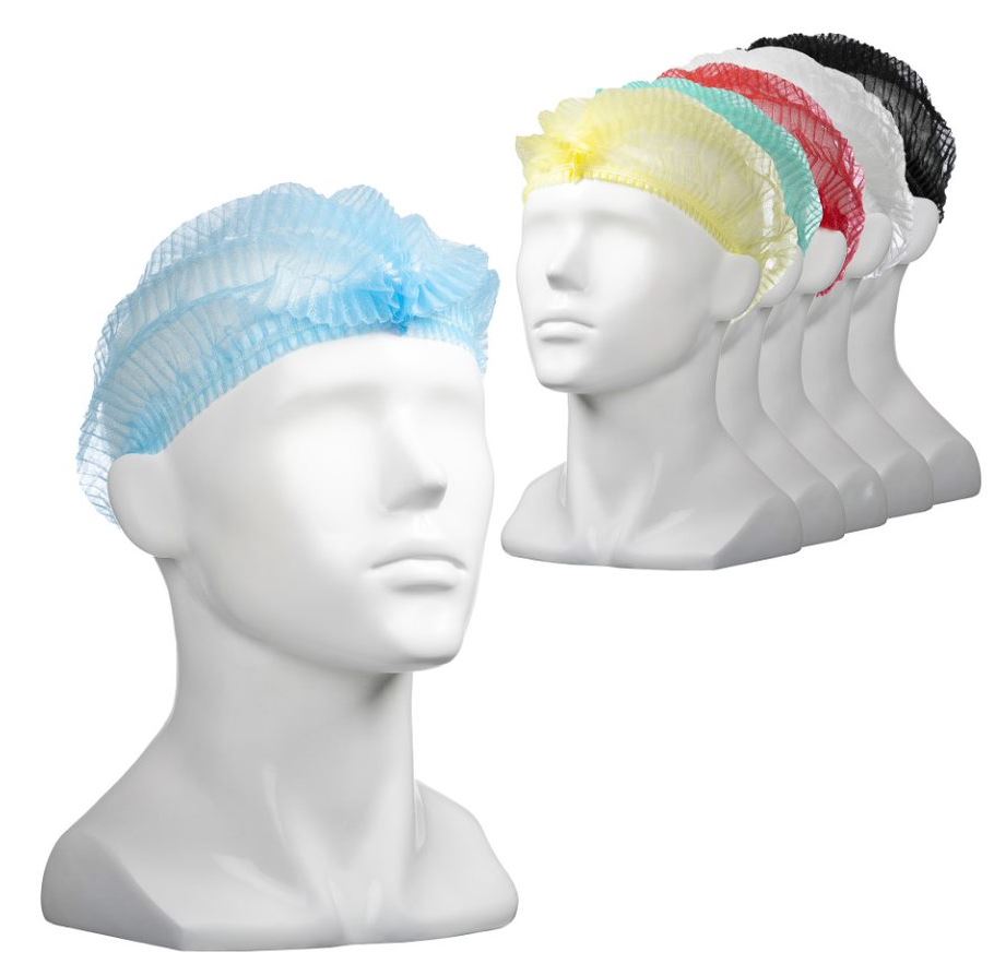 Polypropylene Crimp Hats - Red, 530mm Wide, 12gsm 100 Hats/Pack   