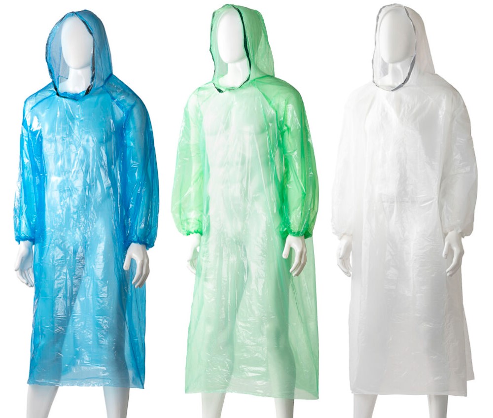 Polyethylene Hooded Ponchos - White, 800mm x 1300mm x 30mu 96 Ponchos/Box