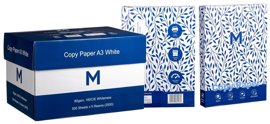 Office Copy Paper A3 - White, 80gsm, 500 Sheets 