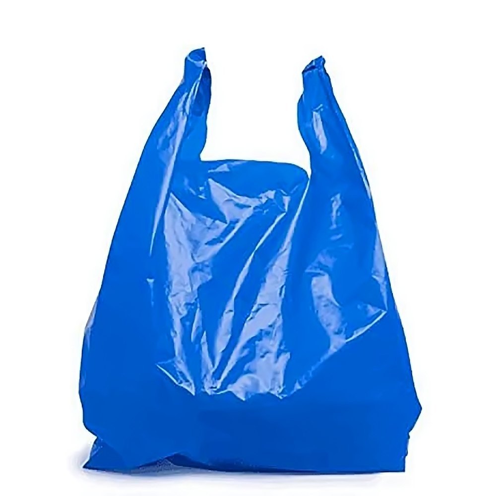 Thick Recycled Bin Liner 60L - Blue, 600mm x 1000mm x 30mu 50 Rubbish Bags/pk -" WITH HANDLES"
