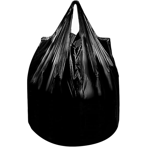 Thick Recycled Bin Liner 60L - Black, 650mm x 900mm x 30mu 50 Rubbish Bags/pk -"WITH HANDLES"