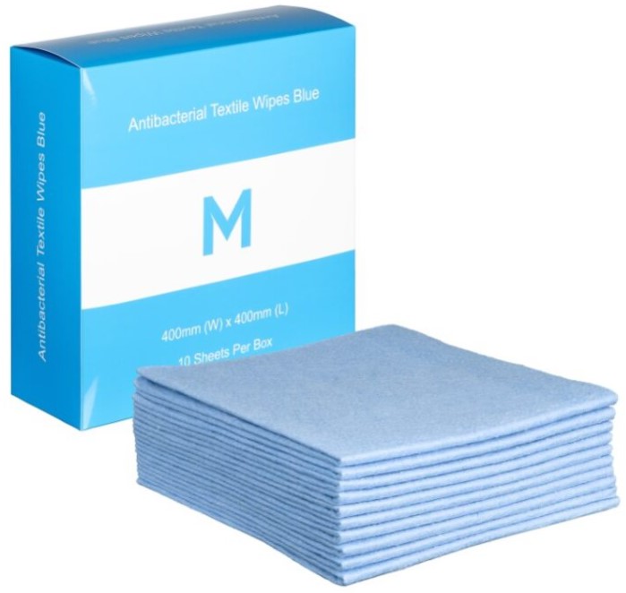 Antibacterial Textile Wipes - 400mm x 400mm, 140gsm 10 Sheets
