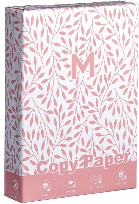 Office Copy Paper A4 - Pink, 80gsm, 500 Sheets   