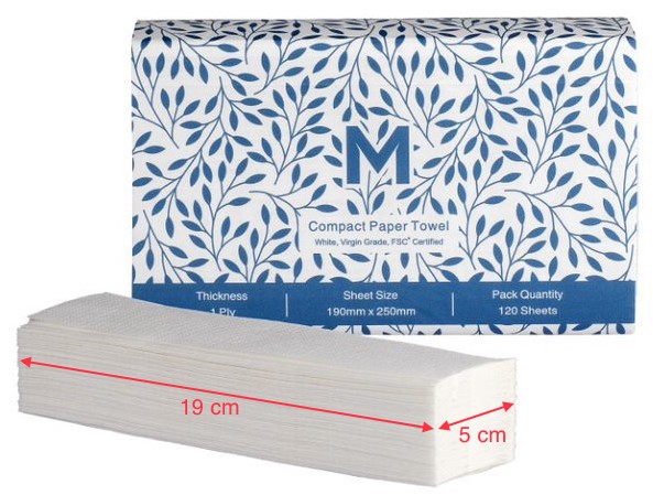 Matthews Compact Paper Towel - White, 1 Ply, 200mm x 250mm (2400)