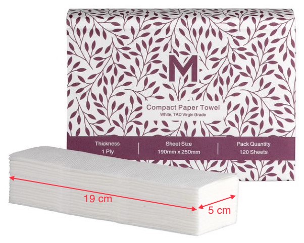 Matthews Luxury TAD Compact Paper Towel - White, 1 Ply, 200mm x 250mm (2400)