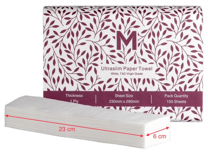 Matthews Luxury TAD Ultraslim Paper Towel - White, 230mm x 290mm, 1 Ply (3000) 