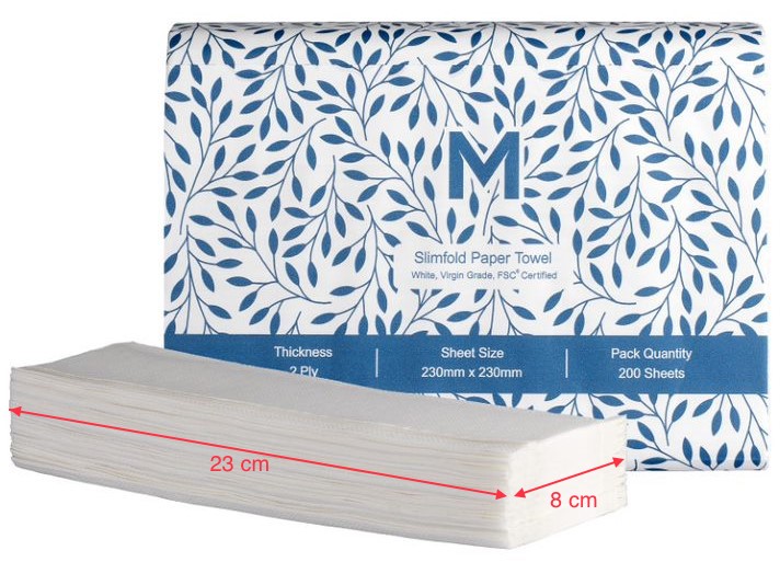 Matthews Quilted Slimfold Paper Towel - White, 230mm x 230mm, 2 Ply (3000)