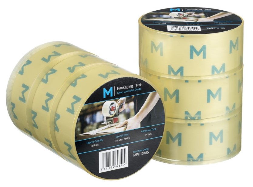 Low Noise Acrylic Packaging Tape - Clear, 48mm x 100m x 55mu *Silent Application