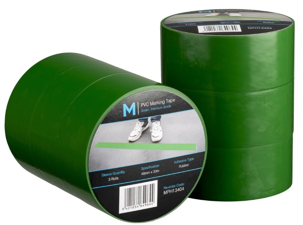 PVC Floor Marking Tape - Green, 48mm x 33m x 150mu