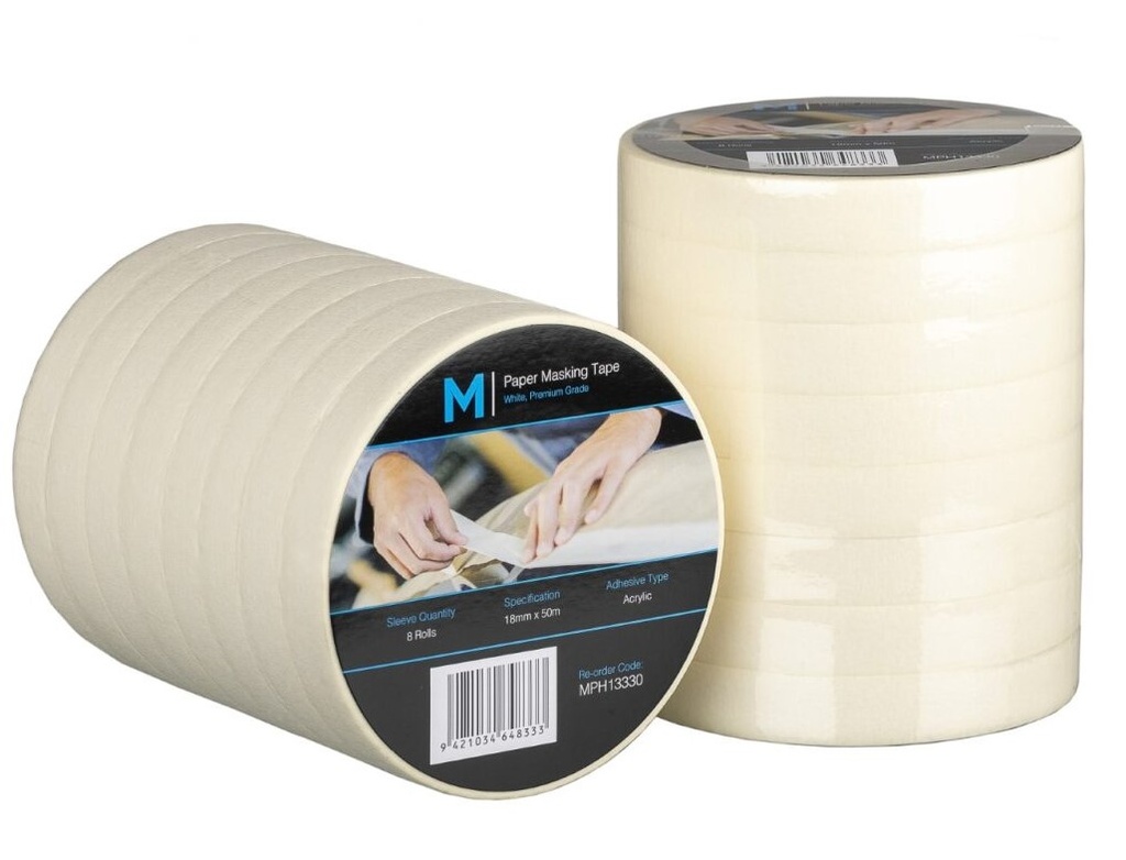 General Purpose Masking Tape - Cream, 18mm x 50m x 130mu *2 Day Removal