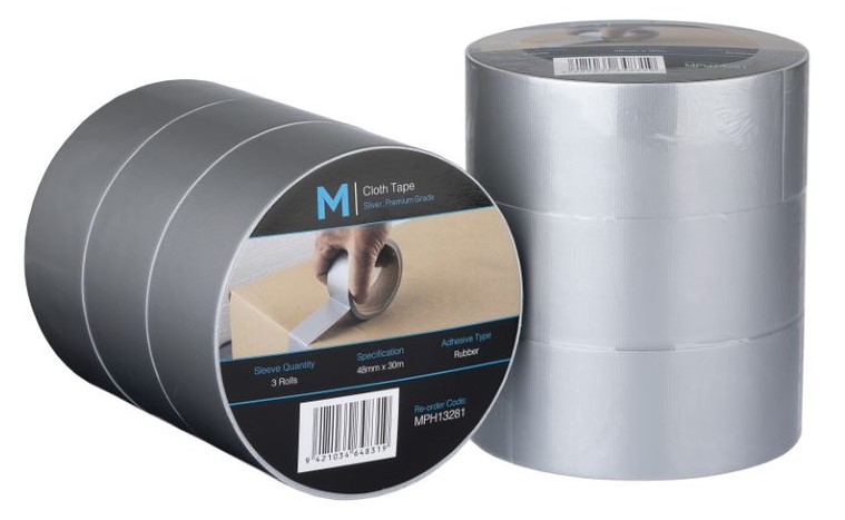 Premium Cloth Tape - Silver, 48mm x 30m x 250mu