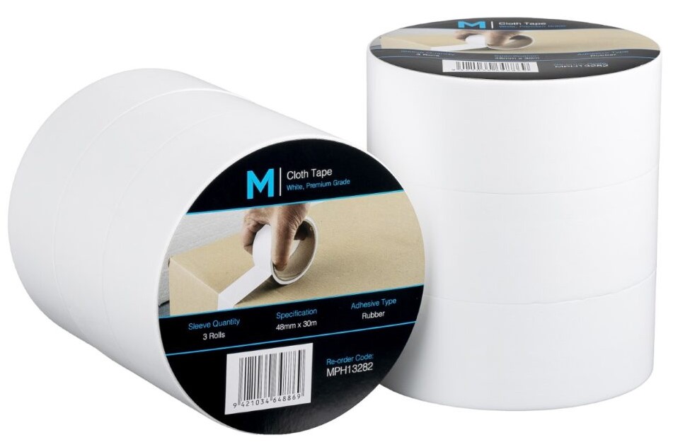 Premium Cloth Tape - White, 48mm x 30m x 250mu