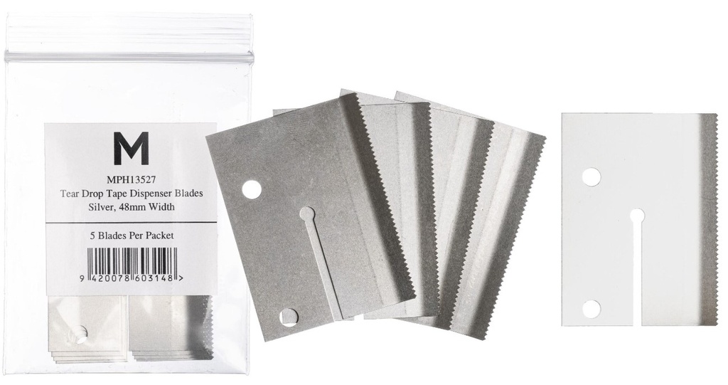 Tear Drop Dispenser Replacement Blade - Silver, 48mm Size 5 Blades/Pack