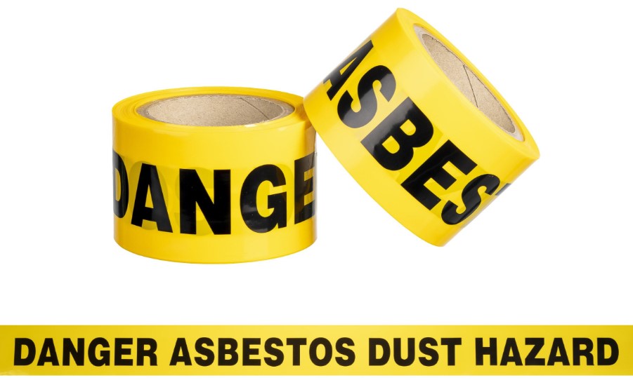 Danger Asbestos Barrier Tape - Yellow/Black, 75mm x 50m x 85mu