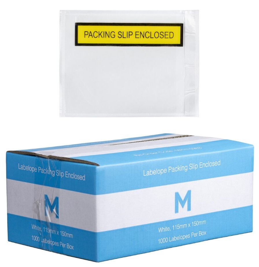 Plastic Labelope Packing Slip Enclosed - White, 115mm x 150mm 1000 Labelopes/Box