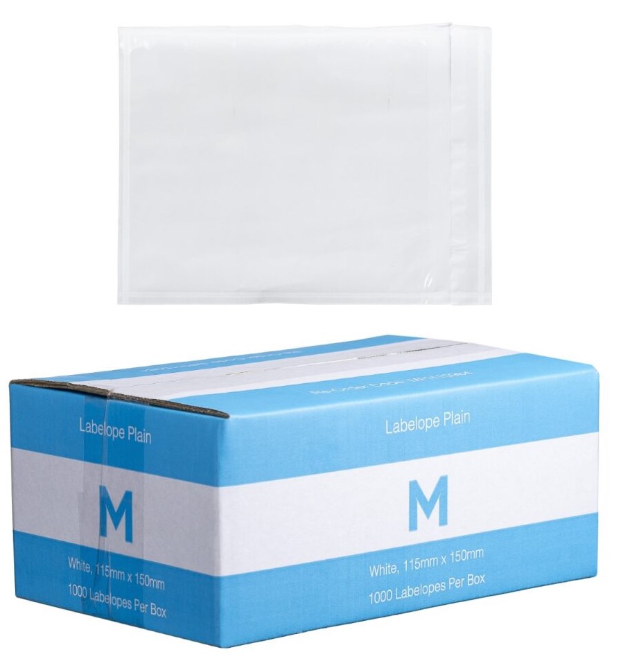Plastic Labelope Plain - White, 115mm x 150mm 1000 Labelopes/Box