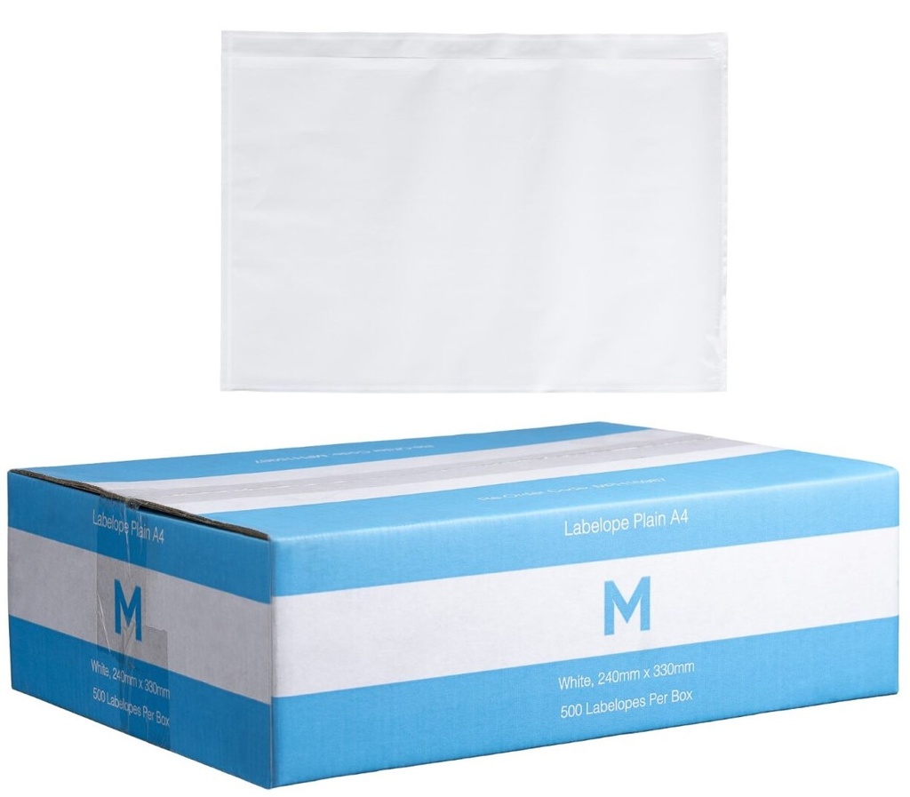 Plastic Labelope Plain A4 - White, 240mm x 330mm 500 Labelopes/Box