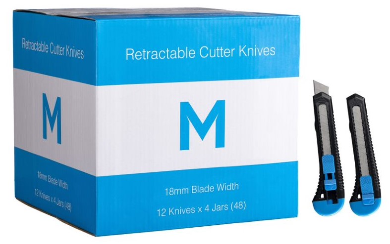 Cutter Knives Jar - Blue/Black, 18mm Blade 12 Knives/Jar