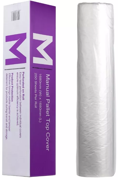 Manual Polyethylene Pallet Cover - Clear, 1680mm x 1680mm x 20mu (250) 