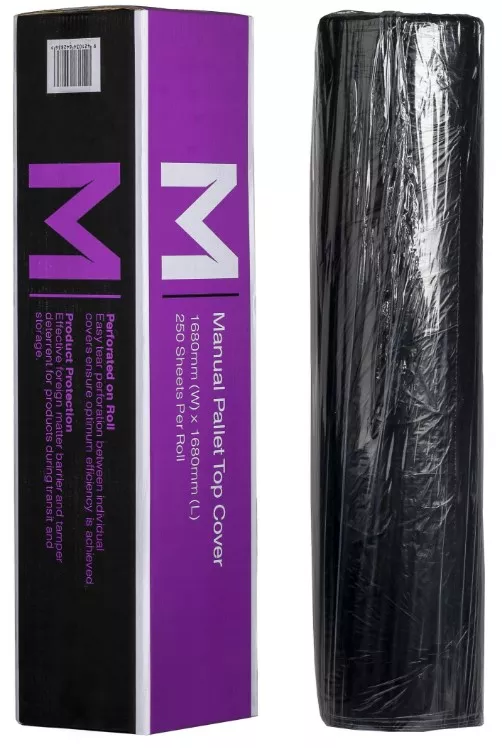 Manual Polyethylene Pallet Cover - Black, 1680mm x 1680mm x 20mu (250) 