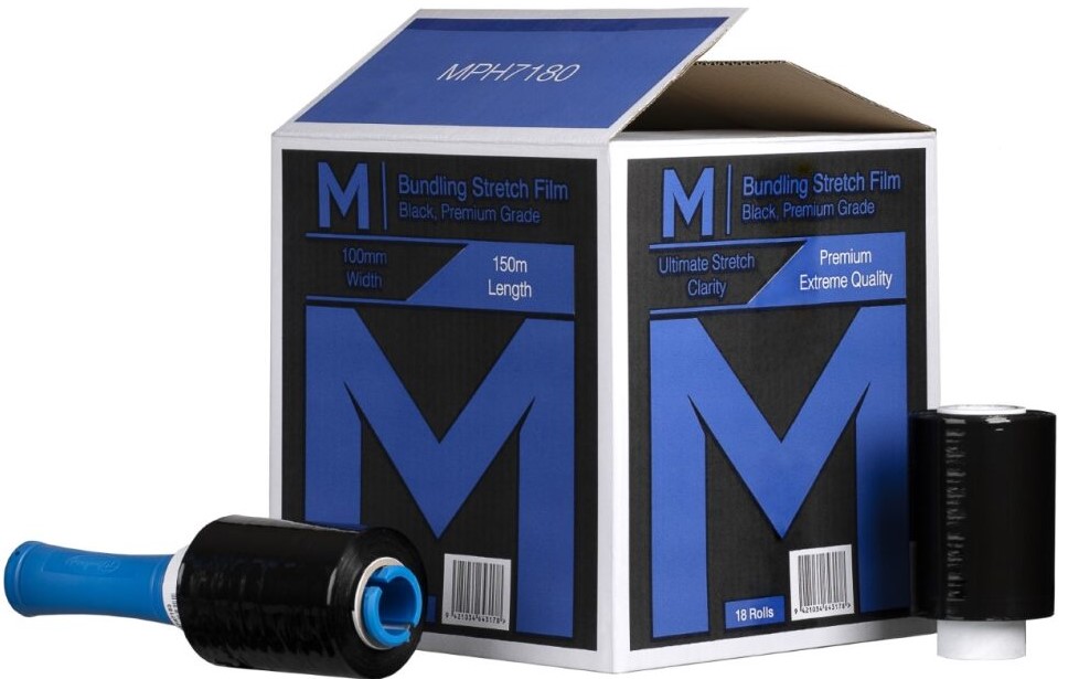 Cast Bundling Film - Black, 100mm x 150m x 23mu