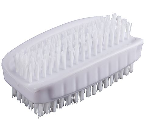 Double Sided Nail Brush - White, Stiff Bristles