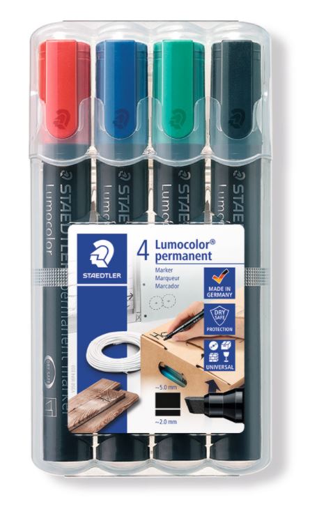 Staedtler Permanent Marker - Assorted, Chisel Tip (4)