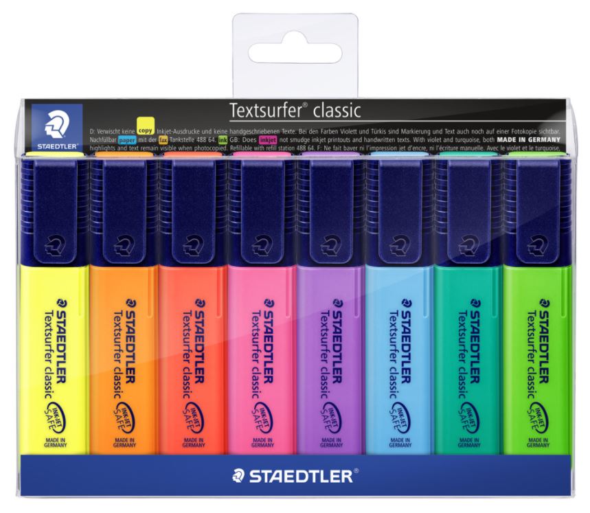 Staedtler Classic Highlighter - Assorted, Chisel Tip 8 Markers