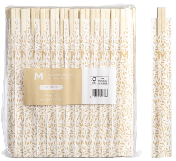 Wooden Chop Sticks - Natural, 210mm Long, FSC 100%® 100/Pack