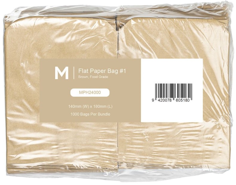 Paper Bag #1 - Brown, 140mm x 180mm, 40gsm 1000 Bags/Pack