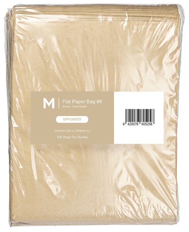 Paper Bag #8 - Brown, 255mm x 330mm, 40gsm 500 Bags/Pack