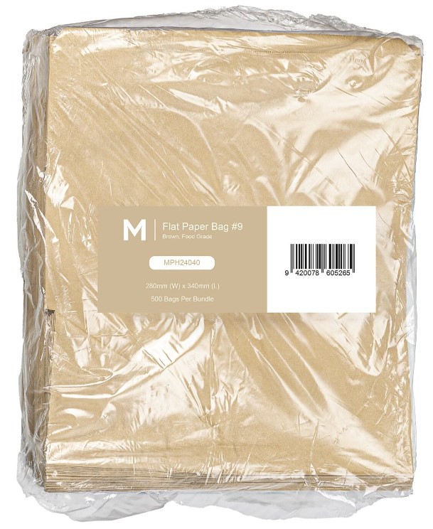 Paper Bag #9 - Brown, 280mm x 340mm, 40gsm 500 Bags/Pack