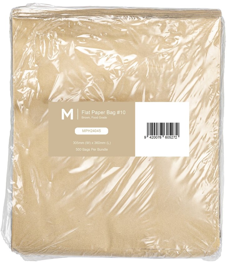 Paper Bag #10 - Brown, 305mm x 360mm, 50gsm 500 Bags/Pack 