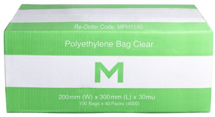 FP Polyethylene Bag - Clear, 200mm x 300mm x 30mu