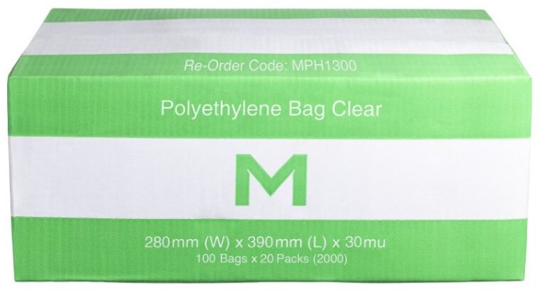 FP Polyethylene Bag w/Flap - Clear, 280mm x 390mm x 30mu