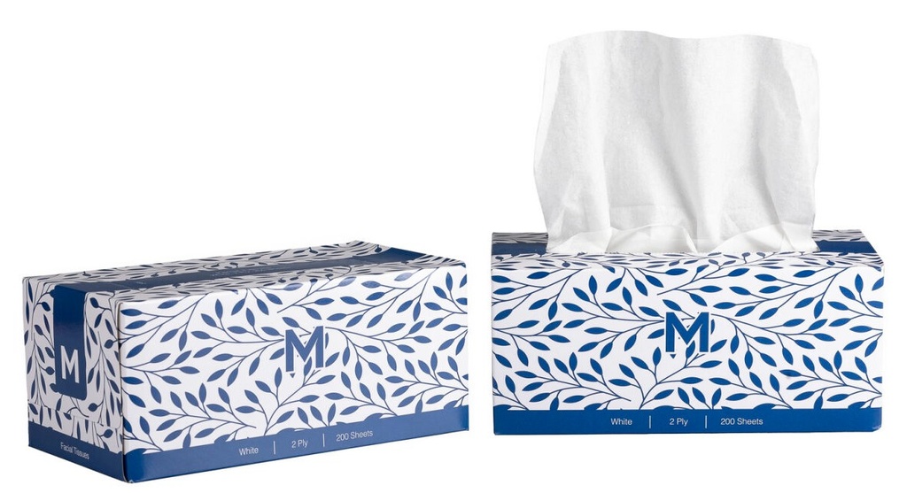 Flat Facial Tissues - White, 2 Ply, 200 Sheets, FSC Mix®