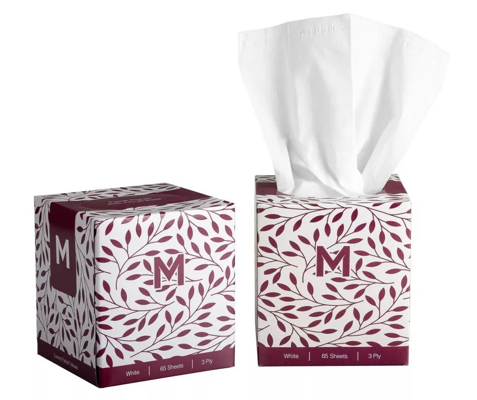 Cube Facial Tissues - White, 3 Ply, 65 Sheets, FSC Mix®