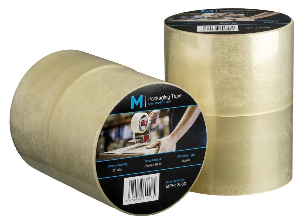 Premium Acrylic Packaging Tape - Clear, 72mm x 100m x 55mu