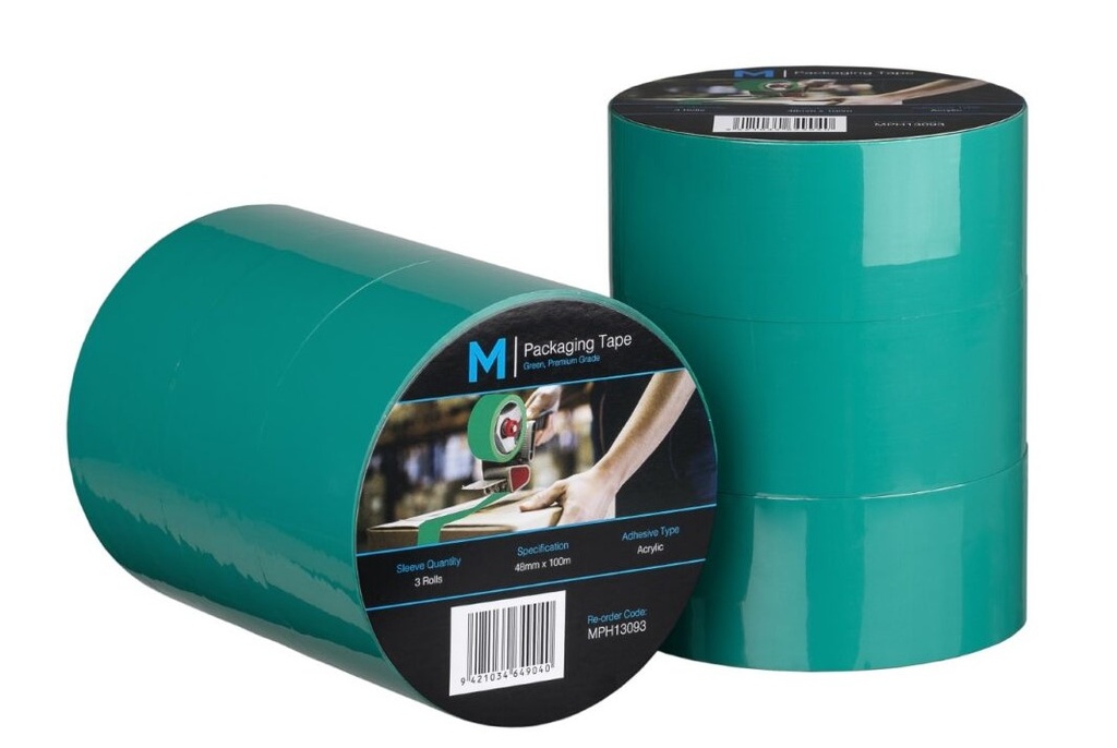 Premium Acrylic Packaging Tape - Green, 48mm x 100m x 55mu