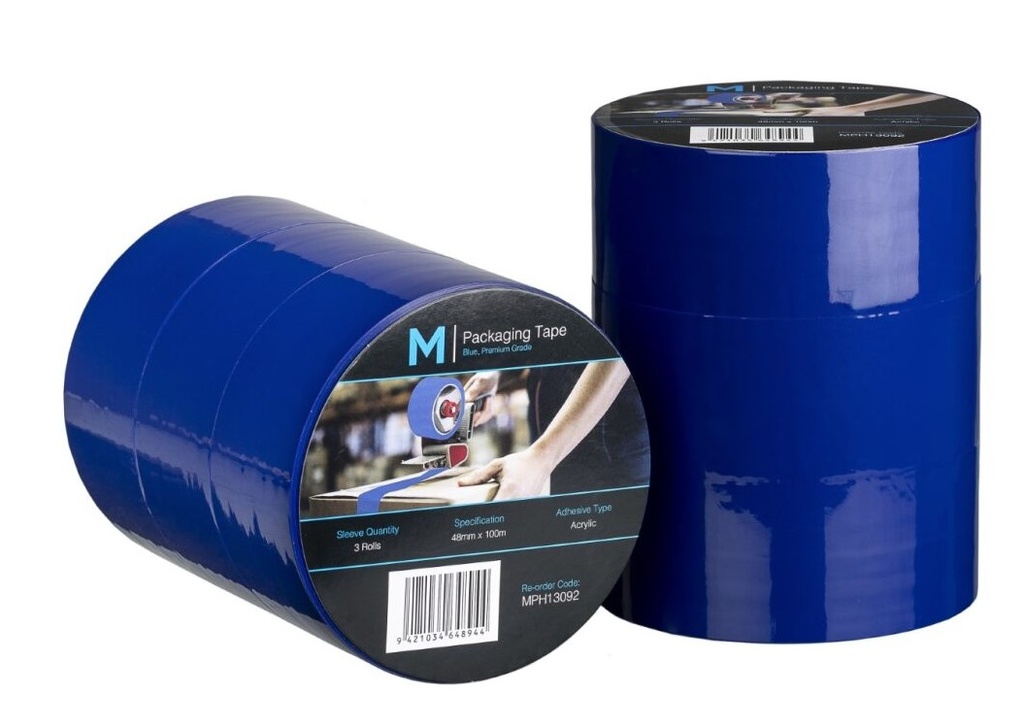 Premium Acrylic Packaging Tape - Blue, 48mm x 100m x 55mu