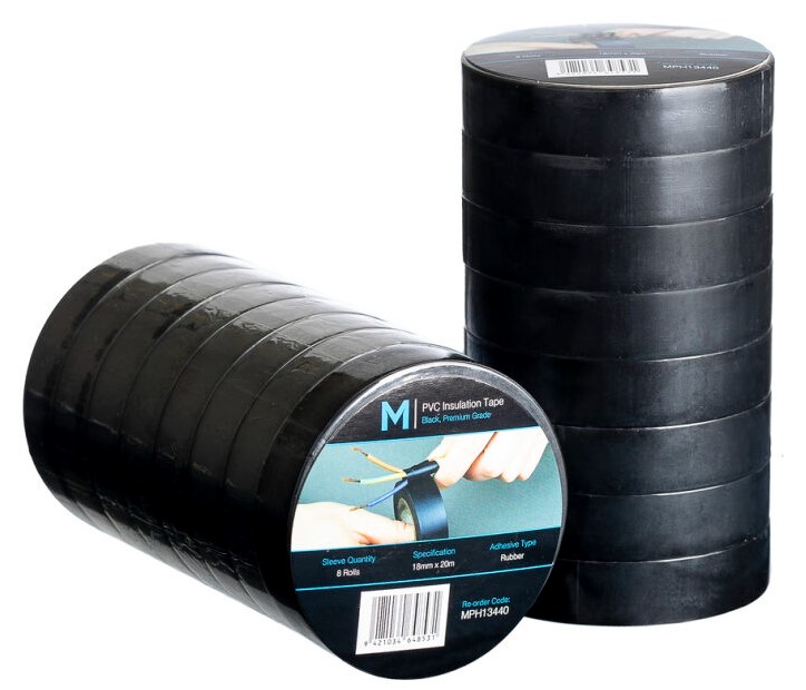 PVC Electrical Insulation Tape - Black, 18mm x 20m x 180mu