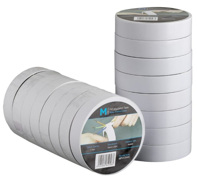 PVC Electrical Insulation Tape - White, 18mm x 20m x 180mu