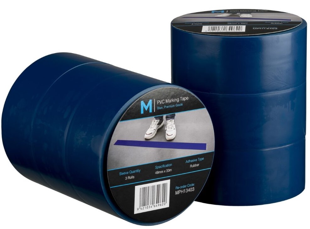 PVC Floor Marking Tape - Blue, 48mm x 33m x 150mu