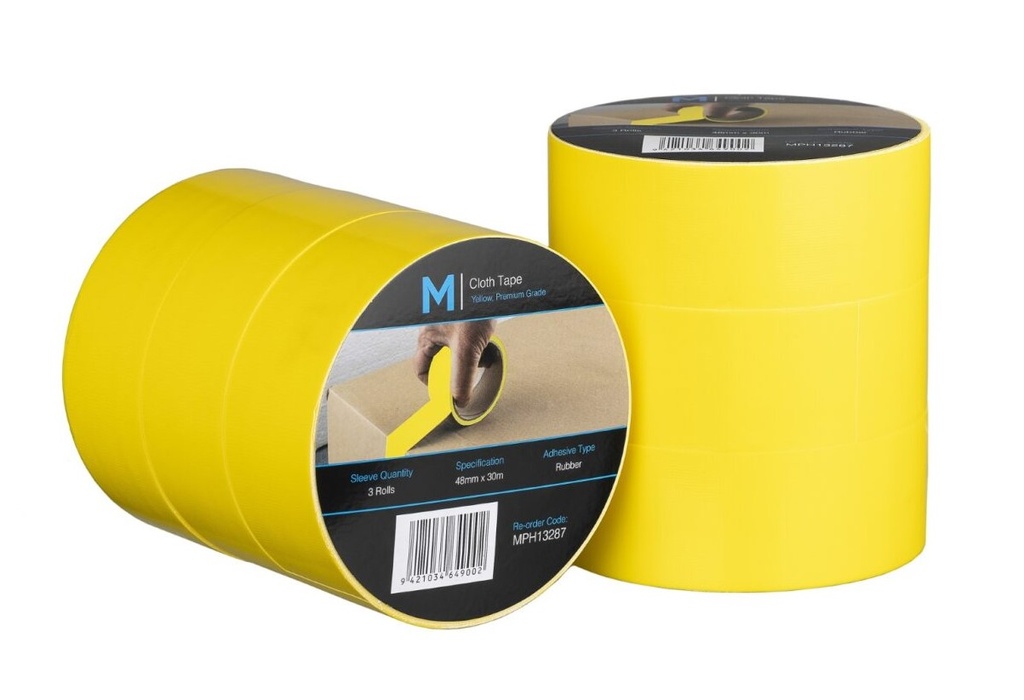 Premium Cloth Tape - Yellow, 48mm x 30m x 250mu