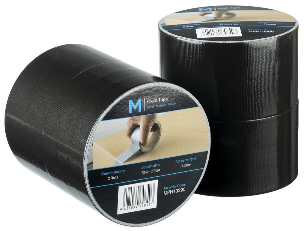 Premium Cloth Tape - Black, 72mm x 30m x 250mu