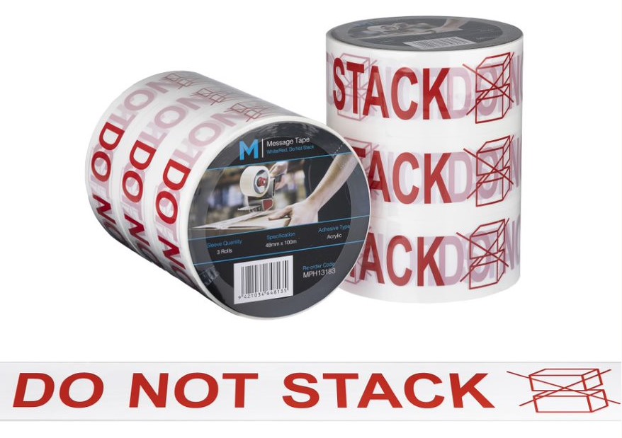 Message Tape Do Not Stack - White/Red, 48mm x 100m x 50mu