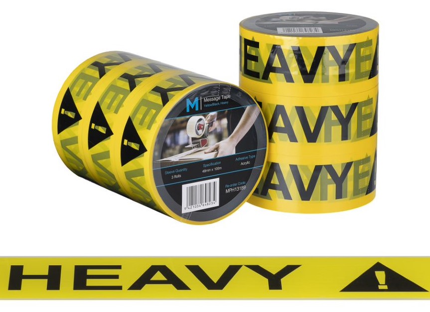 Message Tape Heavy - Yellow/Black, 48mm x 100m x 50mu