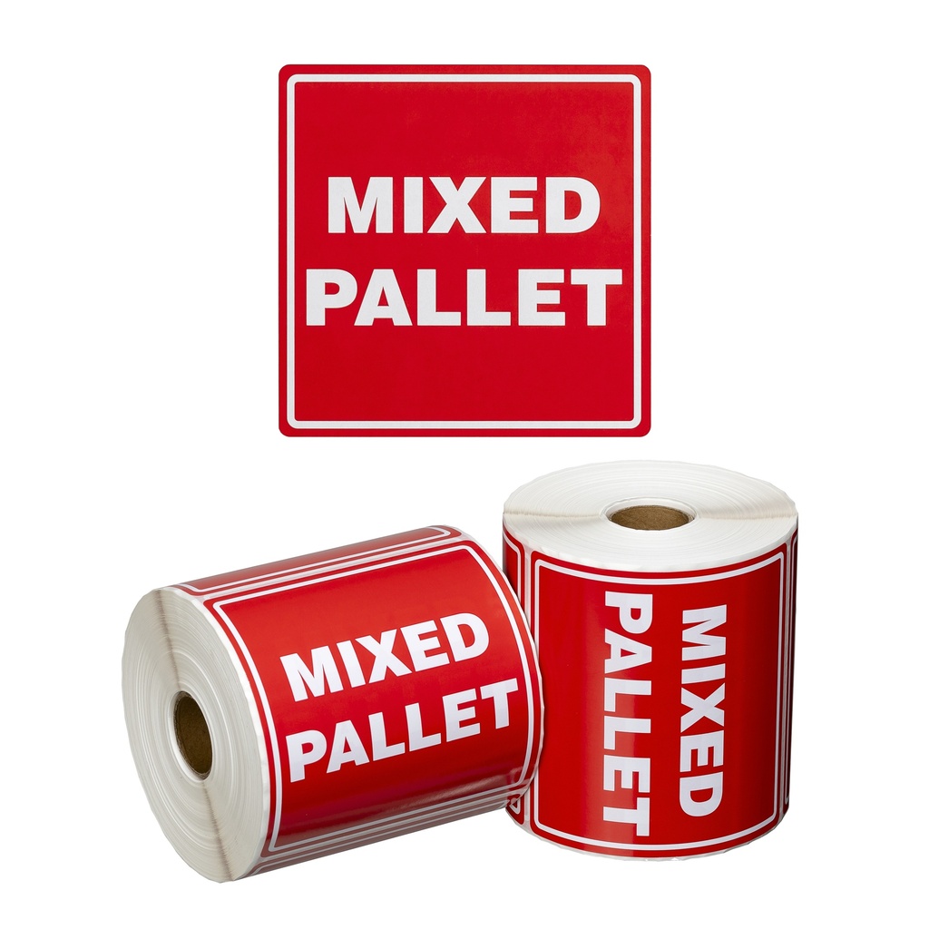 Handling Label Mixed Pallet - Red/White, 99mm x 99mm 500 Labels/Roll